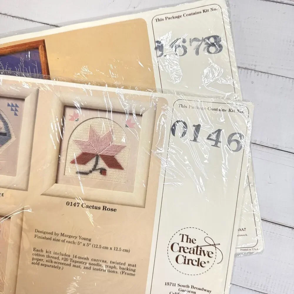 Lot of 2 The Creative Circle Crewel Kits 1678 New Beginning 0146 Basket NOS